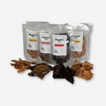 Jerky pack shown with samples