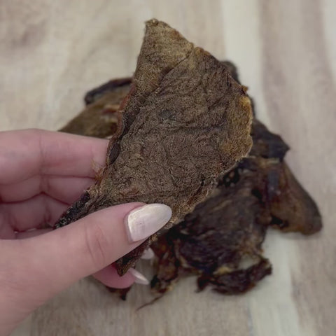 Video close-up view of Emu Jerky